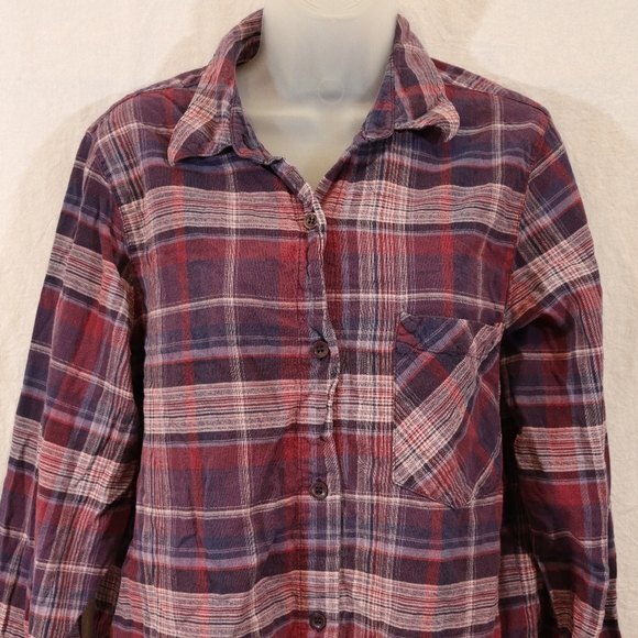 Orvis Purple Plaid Button Up Tunic Dress Medium Cotton Western Rustic Shirt - Picture 3 of 12